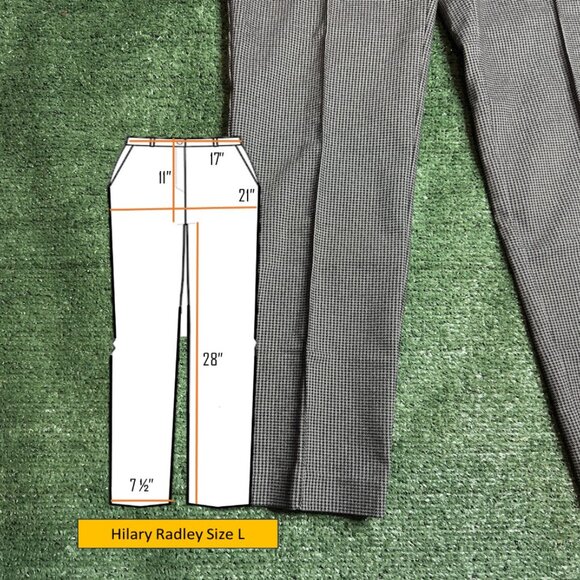 Hilary Radley High Rise Pull-On Plaid Stretch Pants Women’s Size L Black NWT  Up - Picture 3 of 16